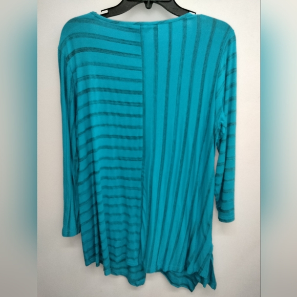 Ali Miles (Size M) Multicolored Scoop Neck LS Hem Slip Pocket Stretch Tunic Top - Picture 7 of 7